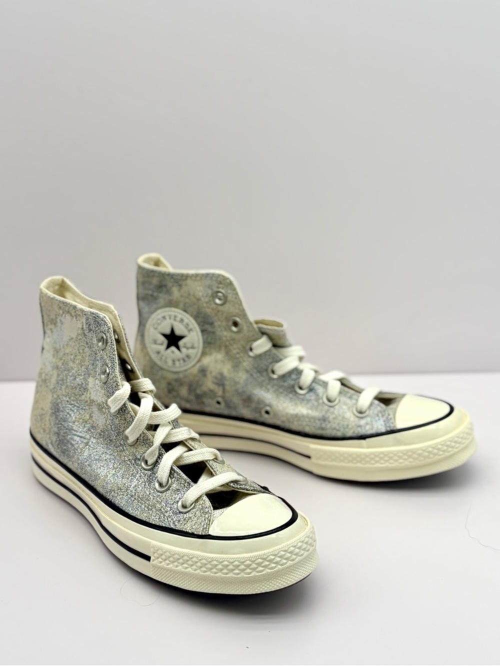 Converse High Top Sneakers - Silver and Cream Women’s Size 6.5